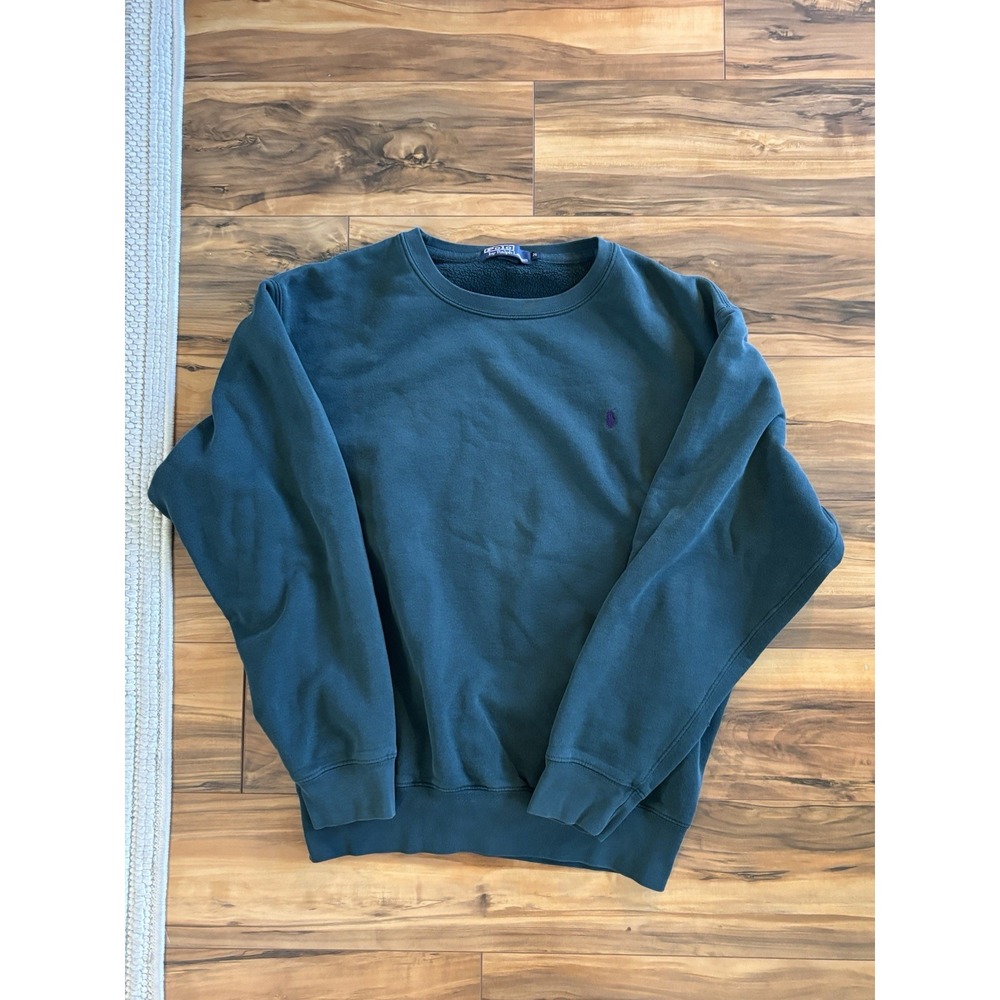 Polo Ralph Lauren Vintage Crewneck Sweatshirt Mens Medium Green Purple Pony